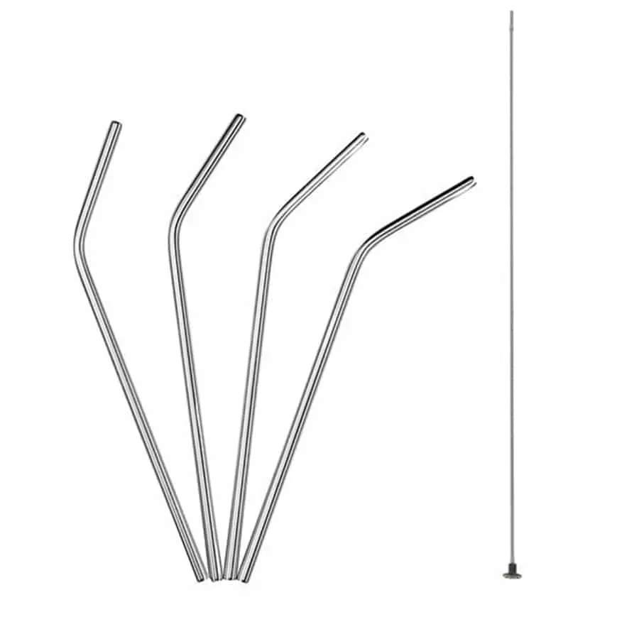Trendy nerezová zahnutá brčka Lurch 00240993 -21,5 cm stříbrná (4 ks+ kartáček)