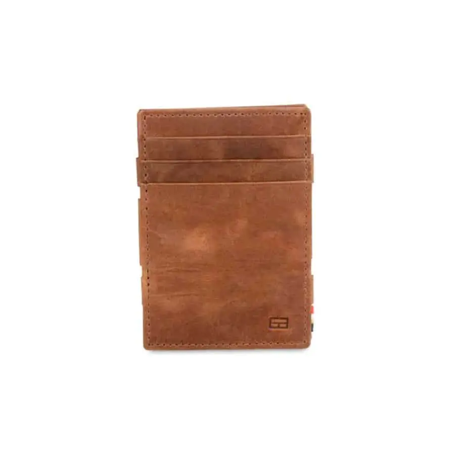 Kožená peněženka na karty s kapsou na mince Essenziale Brushed Garzini Brown