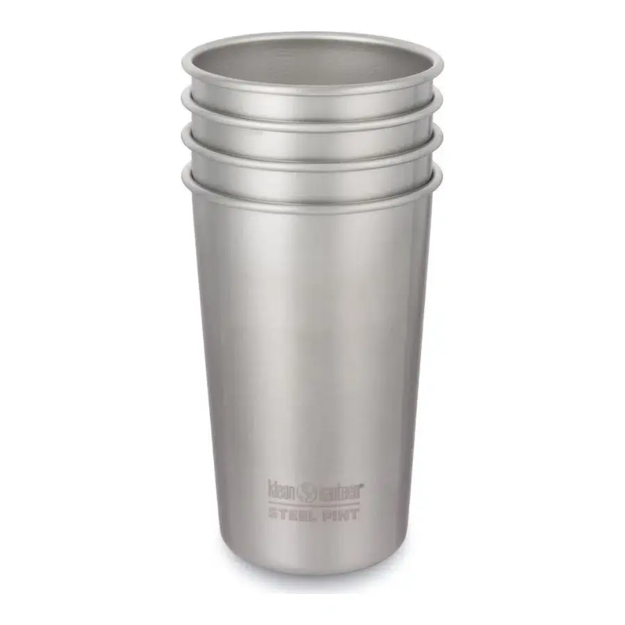 Sada nerezových pohárků Klean Kanteen Steel Cup - 4 Pack - brushed stainless 473 ml