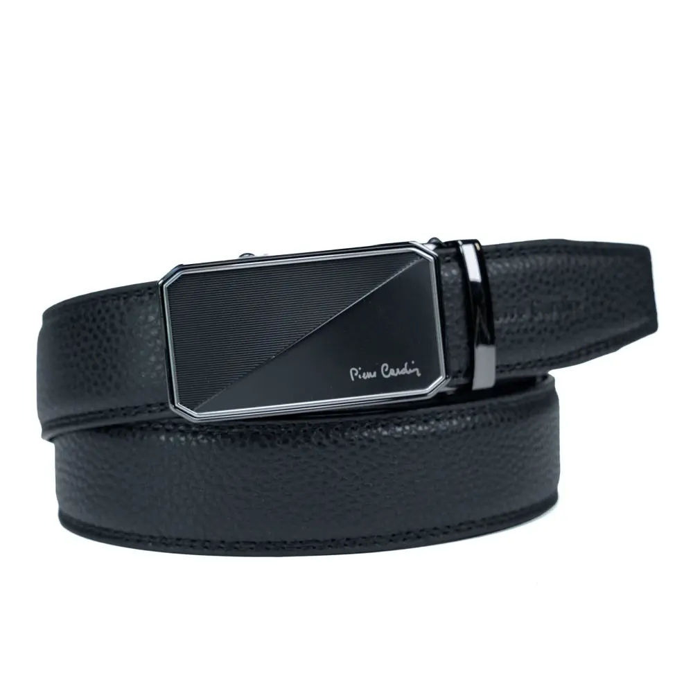 VALMIO Kožený opasek Pierre Cardin 658 HY09 černý Černá 658HY09-BLACK
