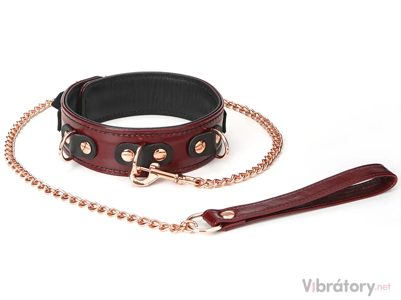 Obojek s vodítkem Liebe Seele Wine Red Collar and Leash vínový