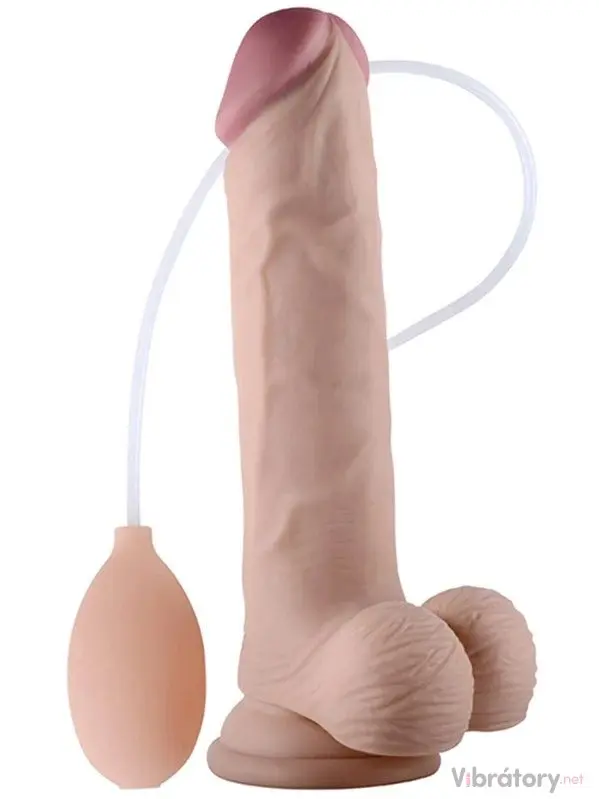Stříkací dildo s přísavkou Soft Ejaculation Cock with Balls 9"