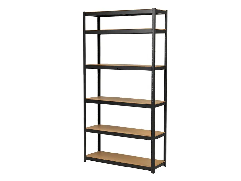 Regál 2400x900x600 mm lakovaný 6-policový, nosnost 1050 kg - černý