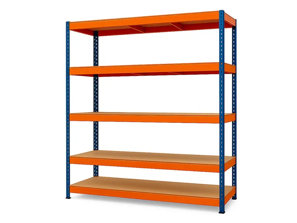 Regál 2500x1600x500 mm profesionální 5-policový, nosnost 2000 kg - modro-oranžový