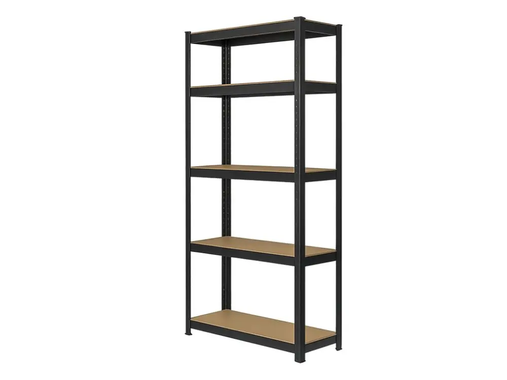 Regál 1600x800x400 mm lakovaný 5-policový, nosnost 875 kg - černý