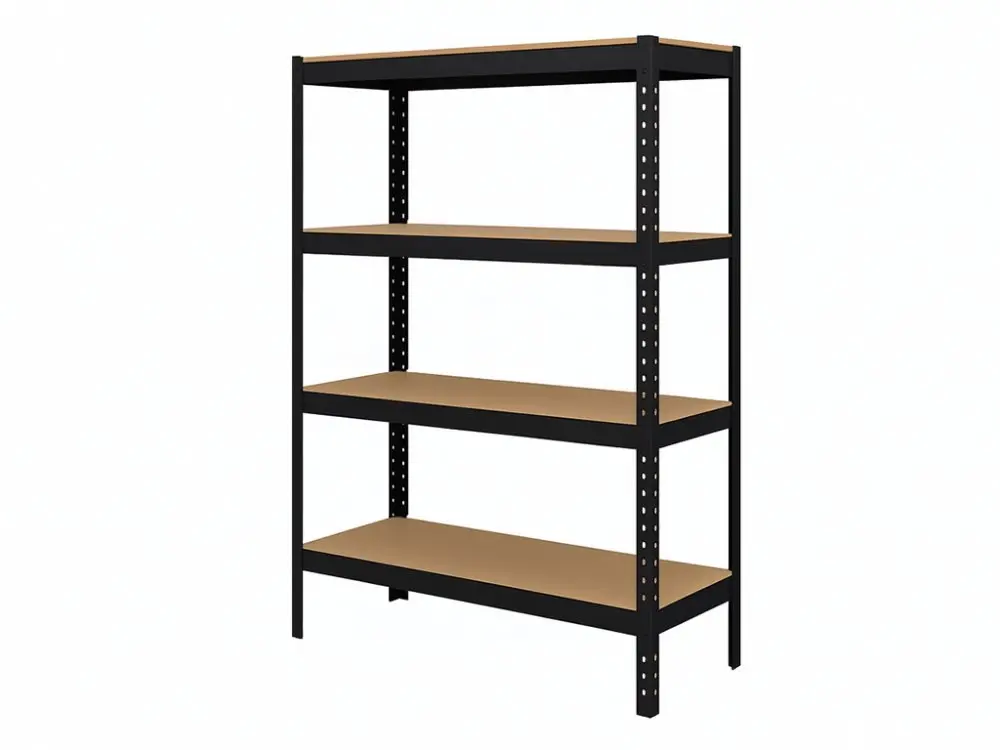 Regál 1600x800x400 mm lakovaný 4-policový, nosnost 700 kg - černý