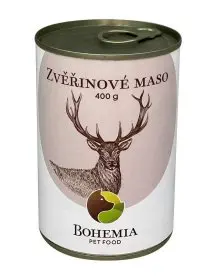 BOHEMIA PET FOOD Konzerva zvěřinové maso ve vlastní šťávě pro psy 400 g