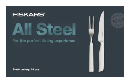 Fiskars All Steel souprava steakových příborů 24ks, matná