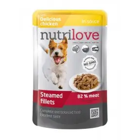 nutrilove Dušené filetky pro psy s delikátním kuřecím v omáčce 85g