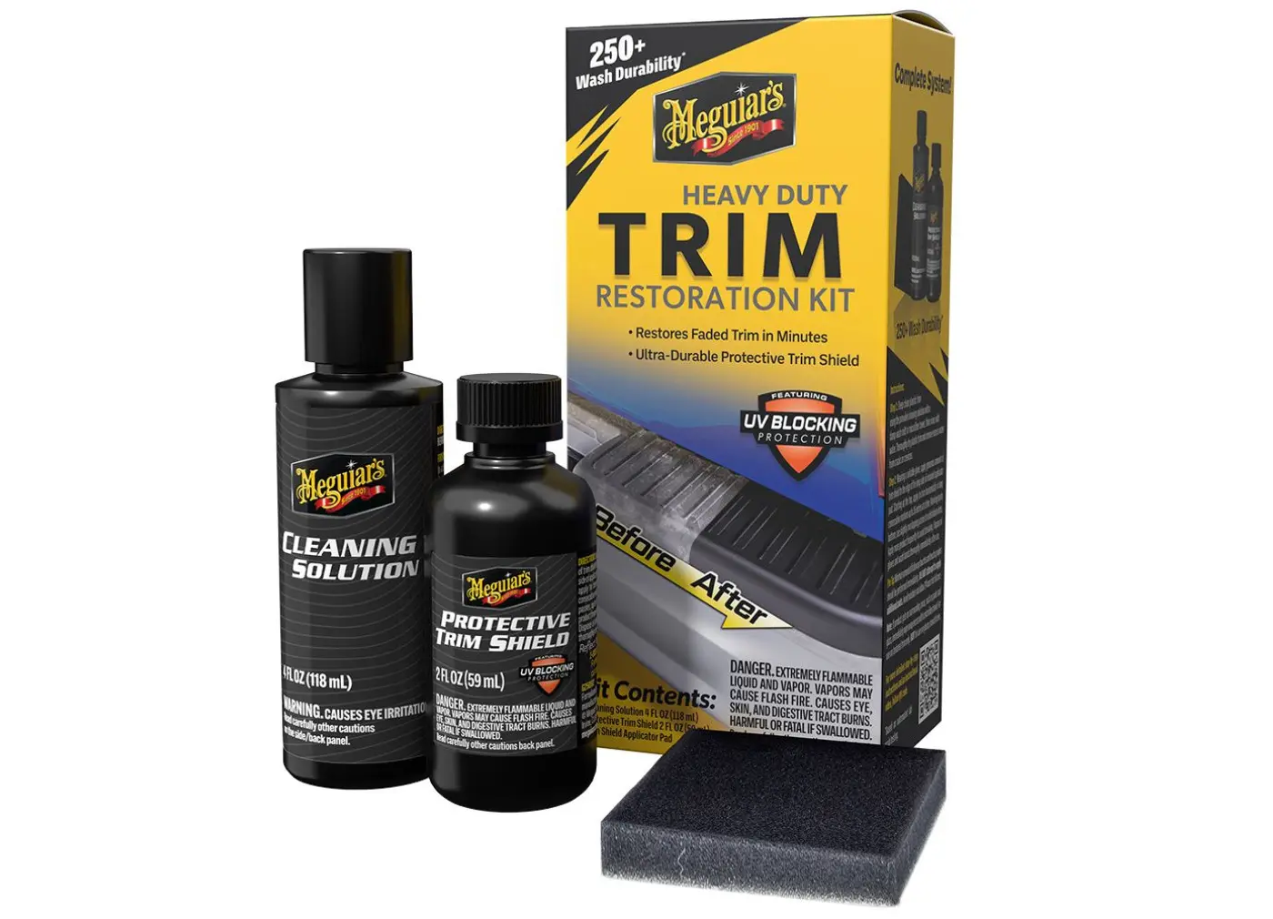 Sada na oživení a ochranu nelakovaných plastů v exteriéru Meguiar's Heavy Duty Trim Restoration Kit