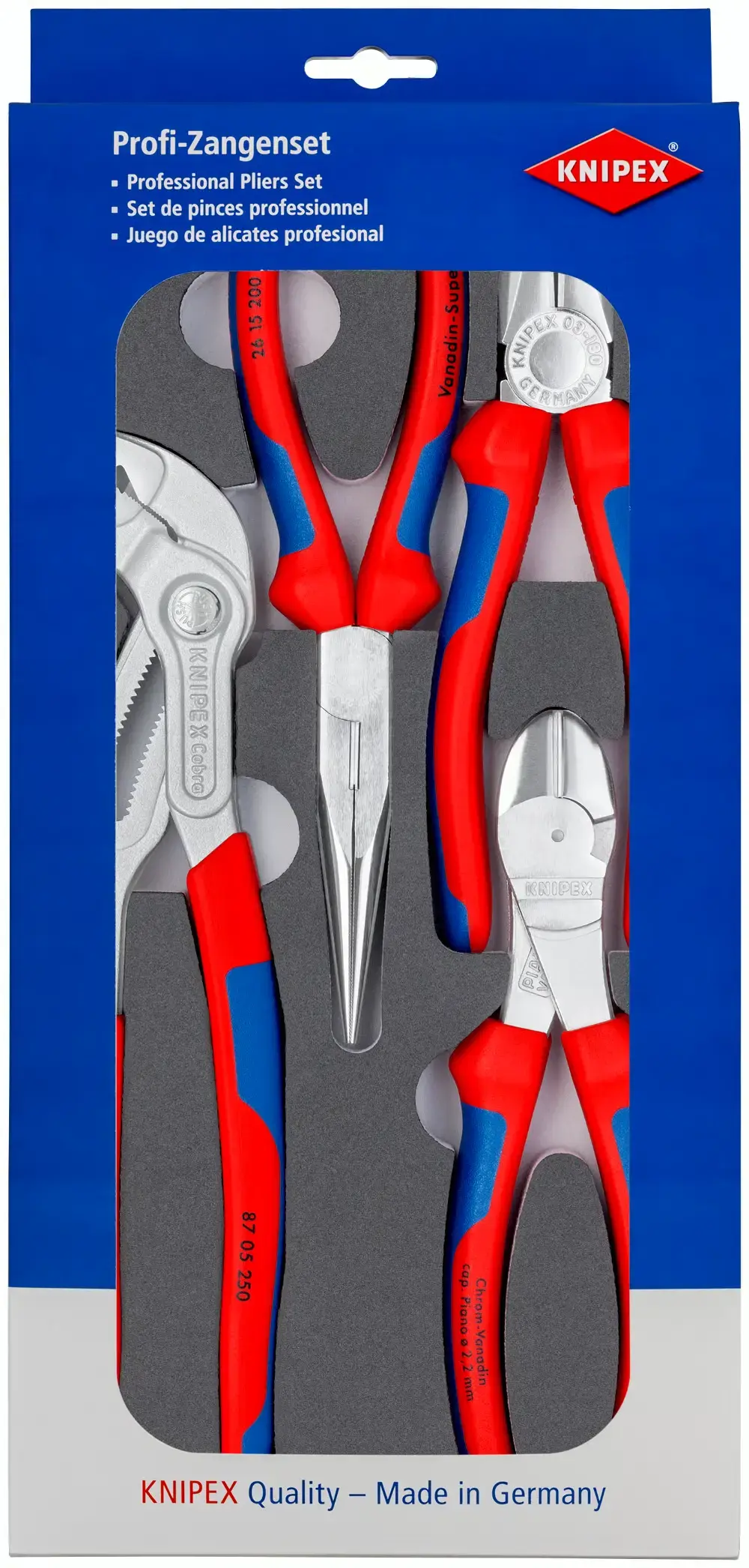 Sada kleští KNIPEX v pěnové výplni, 4 ks - 002001V17