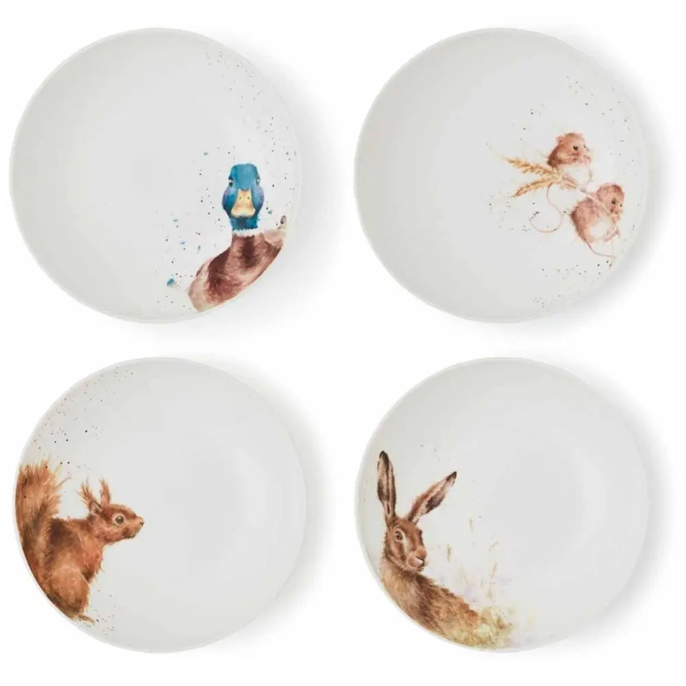 Royal Worcester Porcelánové misky na těstoviny Wrendale Designs, 4 ks - Polní a lesní zvířata