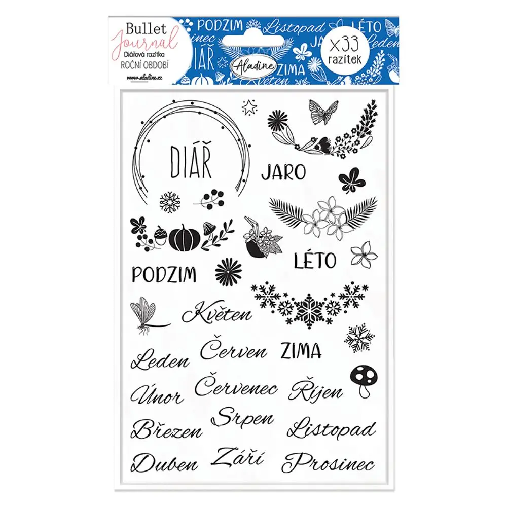 Aladine Diářová razítka Aladine Stampo Bullet Journal, 33 ks - Roční období