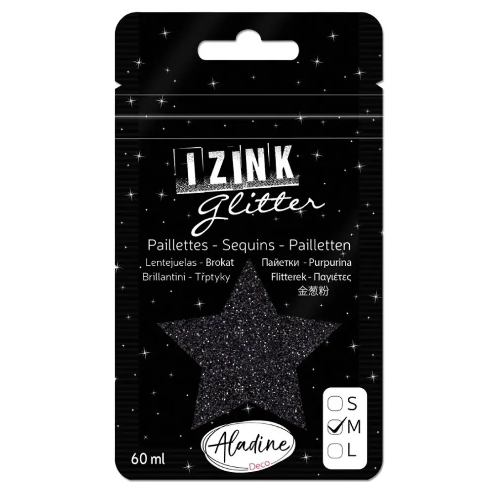 Aladine Třpytky Aladine Izink Glitter, 60 ml, vel. M - VYBERTE ODSTÍN - Třpytky Aladine Izink Glitter, 60 ml, vel. M - noir, černé