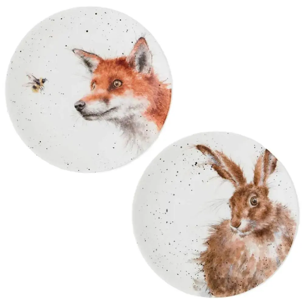 Royal Worcester Porcelánové dezertní talířky Wrendale Designs, 2 ks - Liška a zajíc