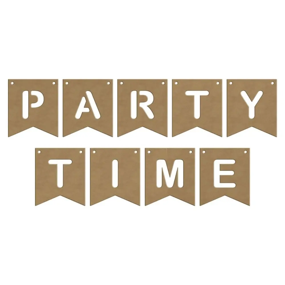 Gomille Dřevěný výřez k dekoraci Gomille, závěsný, 9 ks - Nápis Party Time