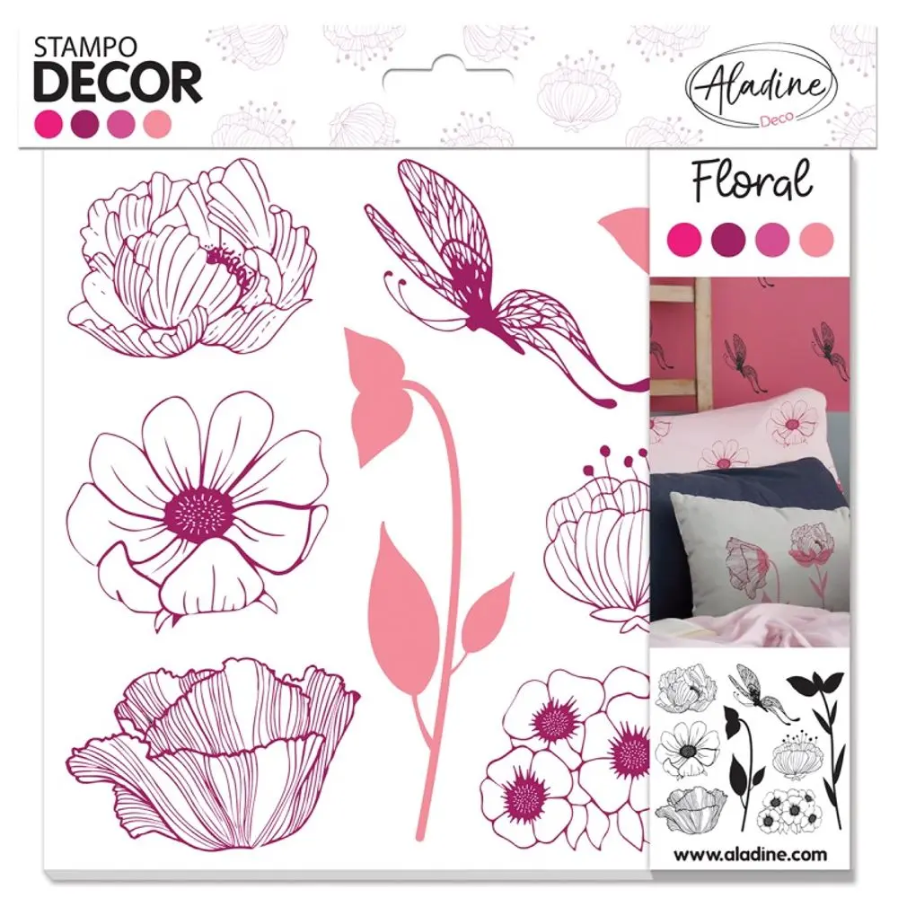 Aladine Dekorační razítka Aladine Stampo Decor, 8 ks - Kytičky