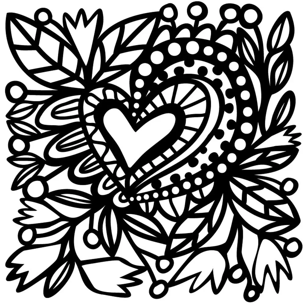 The Crafter´s Workshop Šablona TCW - Botanical Heart - VYBERTE VELIKOST - Šablona TCW 6"x6" (15,2x15,2 cm) - Botanical Heart