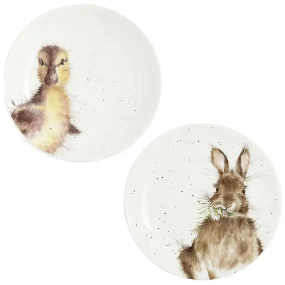 Royal Worcester Porcelánové dezertní talířky Wrendale Designs, 2 ks - Králík a kachna