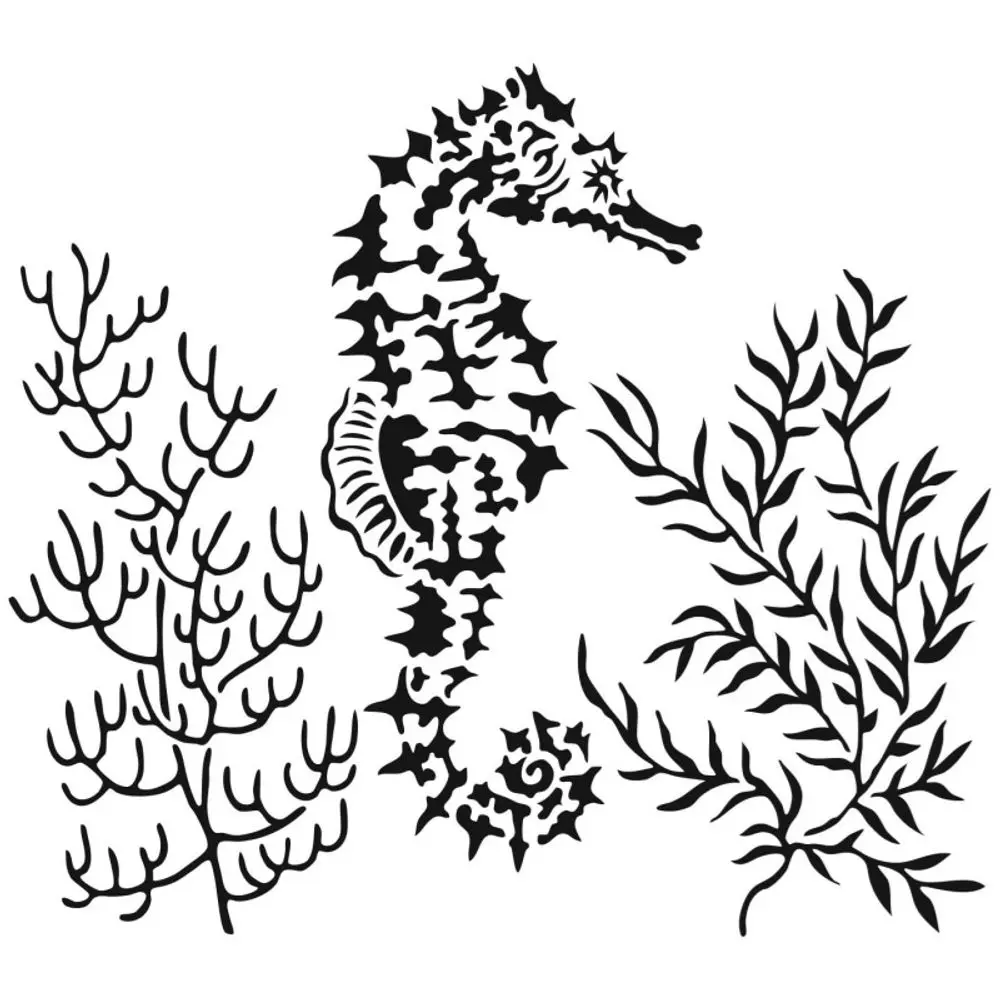 The Crafter´s Workshop Šablona TCW - Seahorse - VYBERTE VELIKOST - Šablona TCW 12"x12" (30,5x30,5 cm) - Seahorse