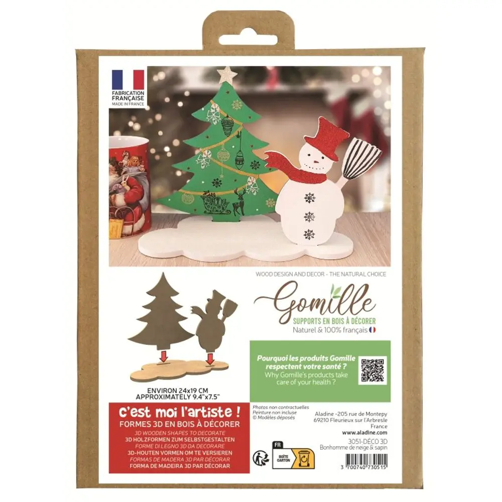 Gomille Kreativní dřevěná sada k dotvoření Gomille - Sněhulák