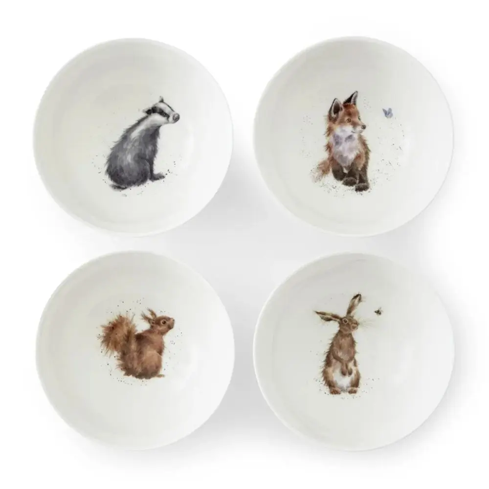 Royal Worcester Hluboké porcelánové misky Wrendale Designs, 4 ks - Lesní zvířata
