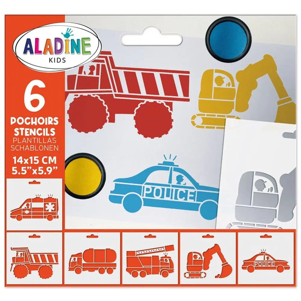 Aladine Šablony Aladine, 15x12,5 cm, 6 ks - Dopravní prostředky