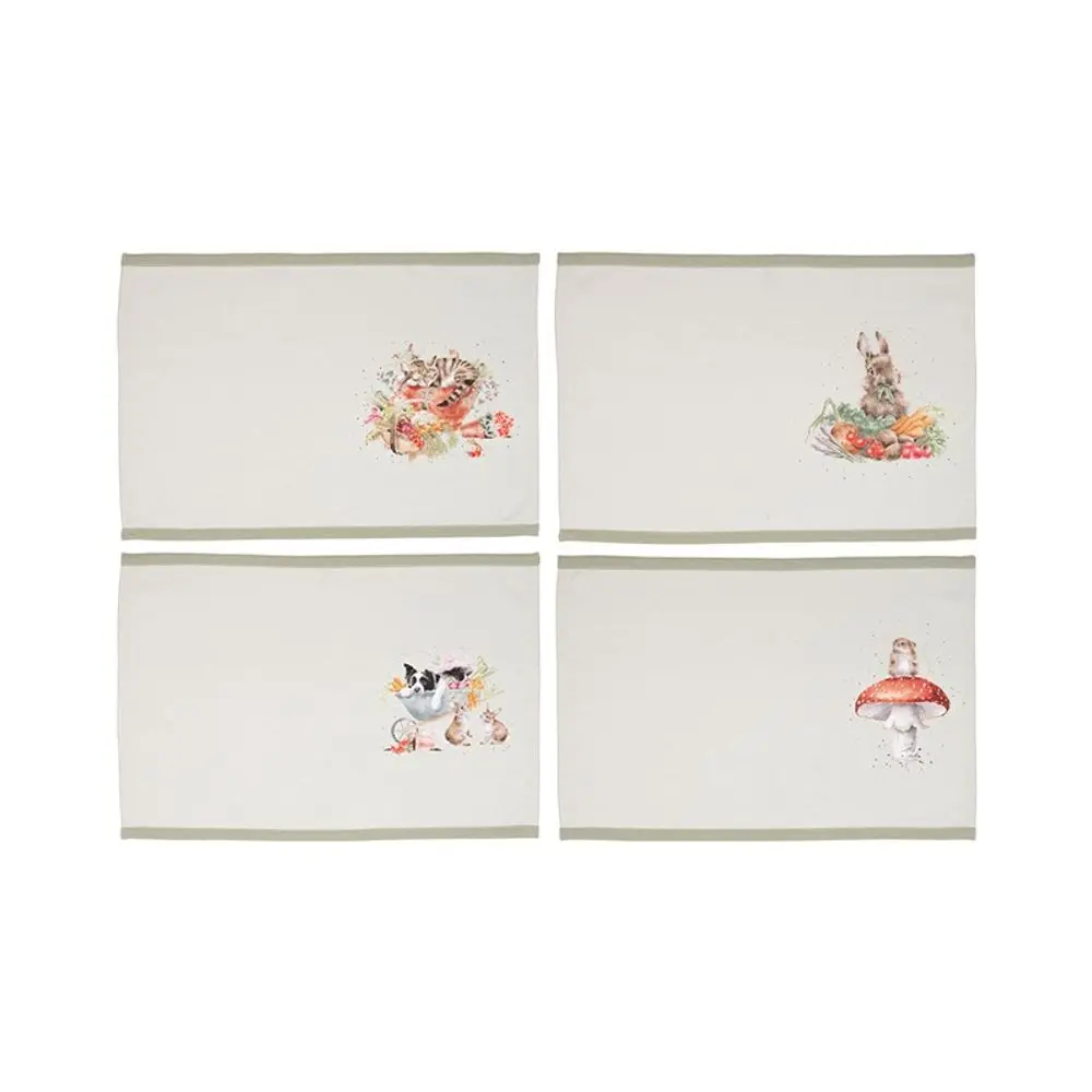 Wrendale Designs Látkové prostírání Wrendale Designs "Garden Friends", 4 ks - Zahradní zvířátka