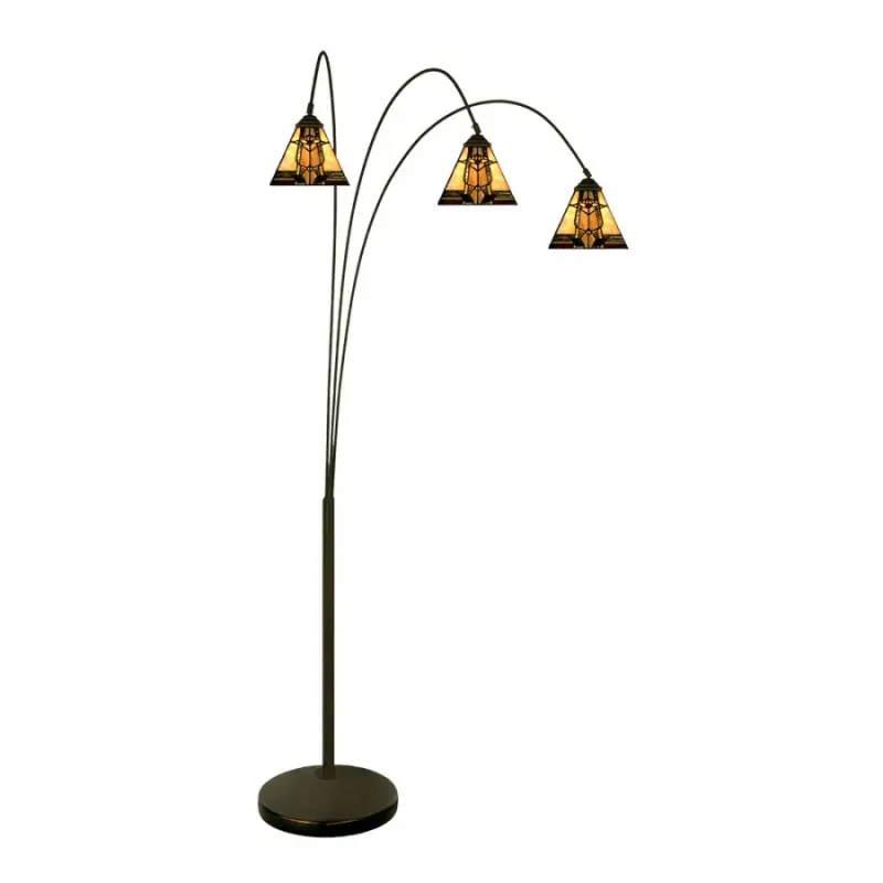 Stojací lampa Tiffany Solei béžová se 3 svítidly – 200 cm