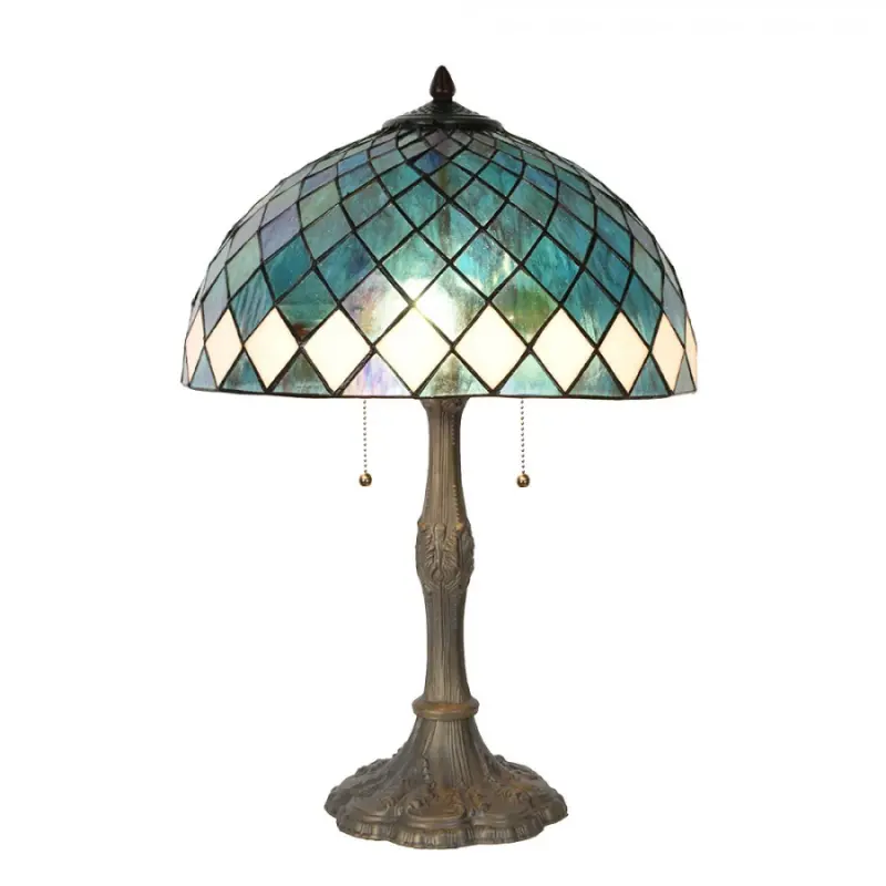 Stolní lampa Tiffany Sequin modrá v art deco stylu – 40x61 cm