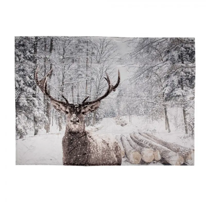 Zimní plyšový pléd s jelenem Deer - 130*170 cm Clayre & Eef