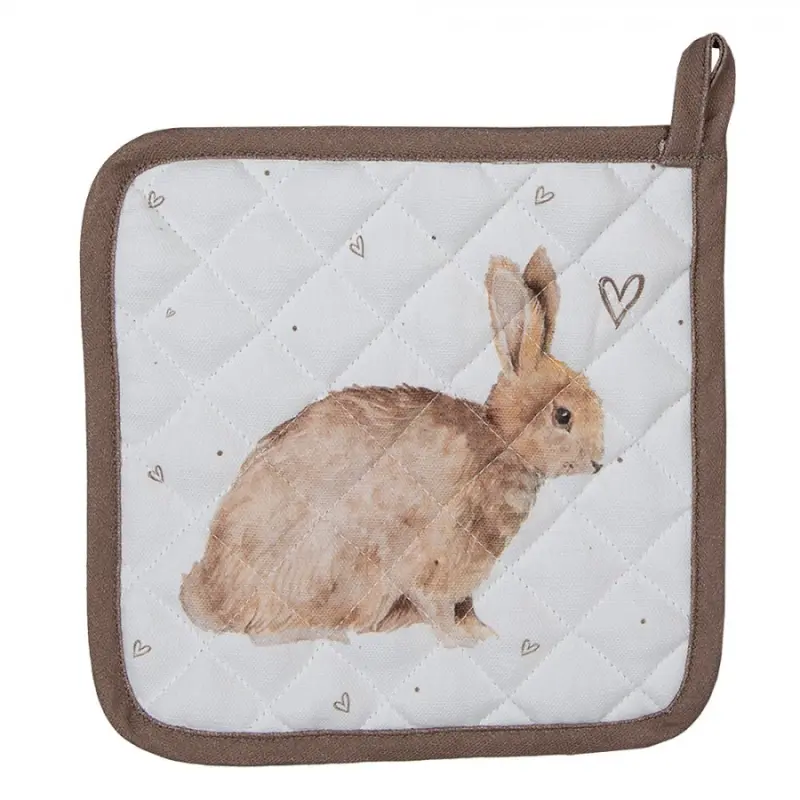 Bavlněná chňapka / podložka pod hrnec se vzorem králíčků Bunnies in Love – 20x20 cm
