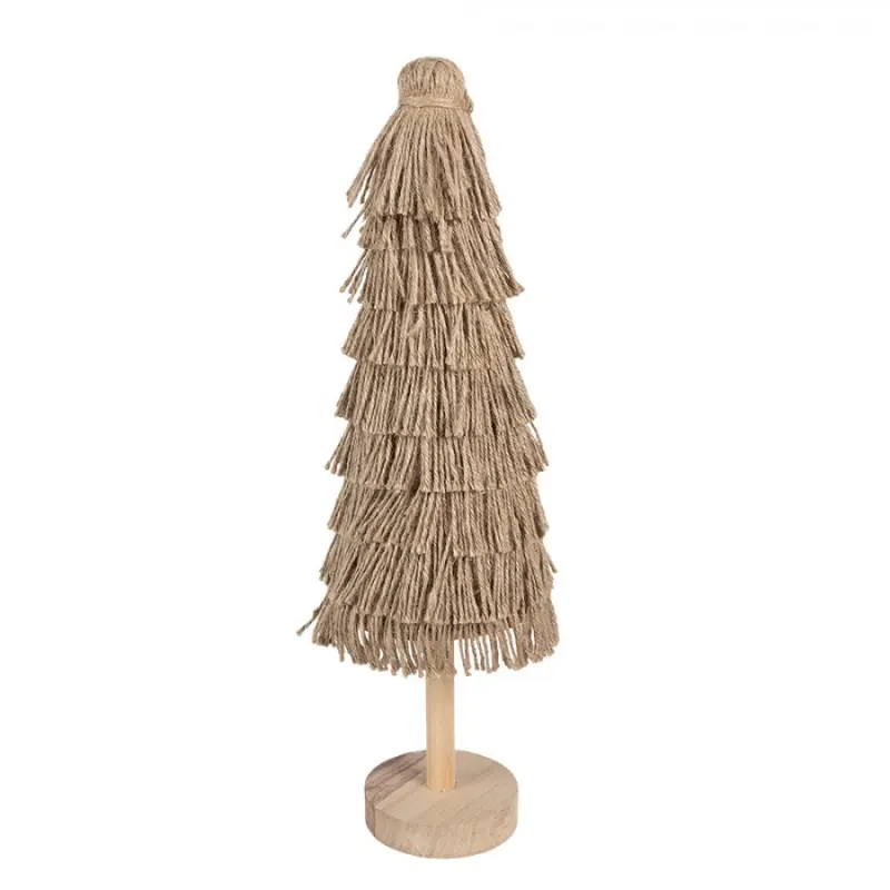 Dřevěná dekorace vánoční stromeček z jutových provázků – 42 cm