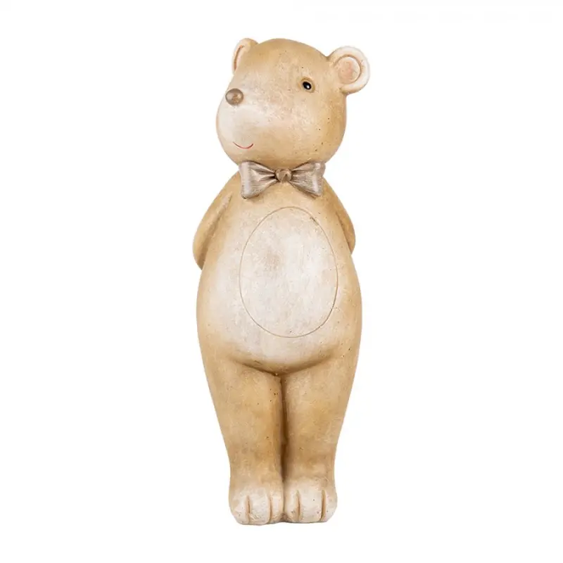 Hnědá dekorace medvídek s mašlí - 7*7*18 cm Clayre & Eef
