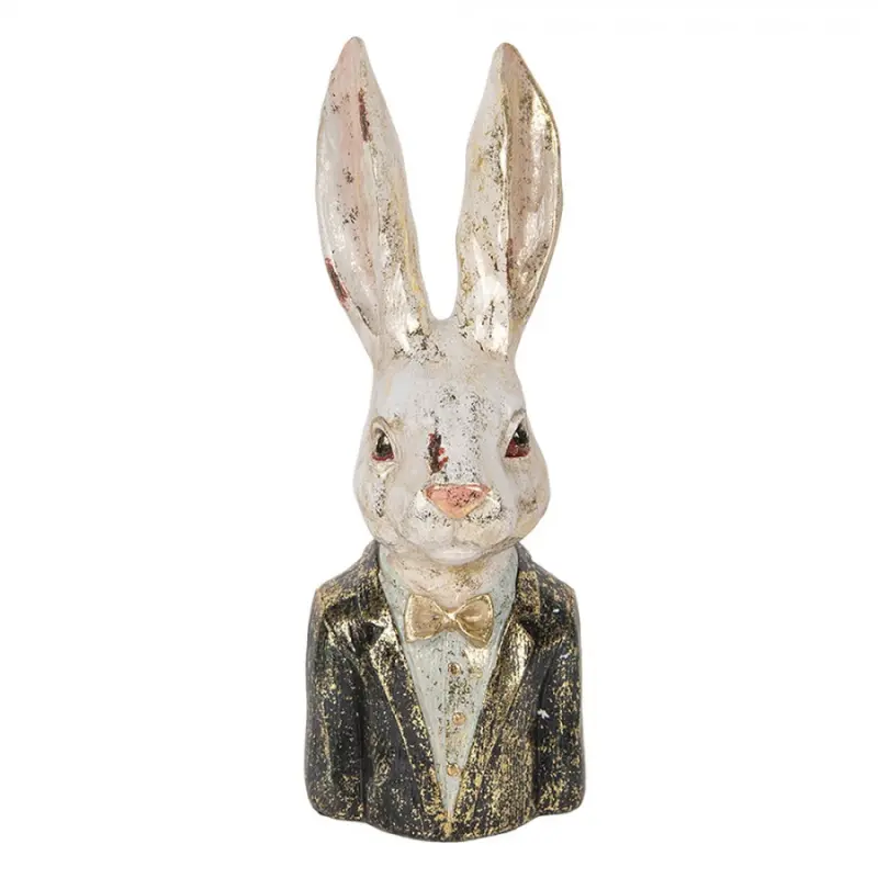 Dekorace busta králík se zlatým třpytem - 13*12*32 cm Clayre & Eef