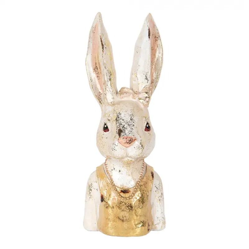 Dekorace busta králík se zlatým třpytem - 12*12*29 cm Clayre & Eef