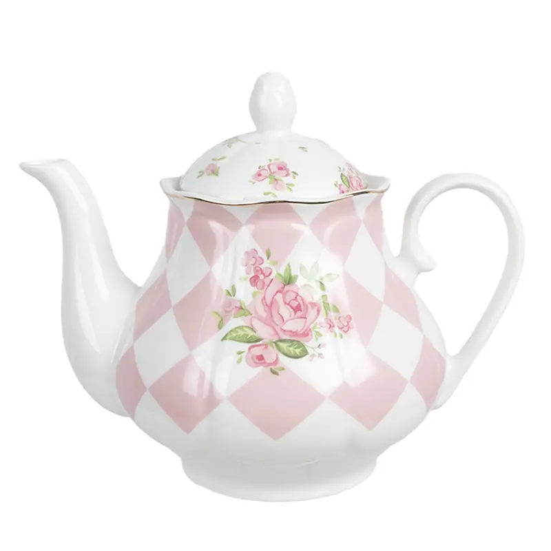 Bílo-růžová porcelánová konvička se vzorem růžiček Sweet Roses – 1000 ml