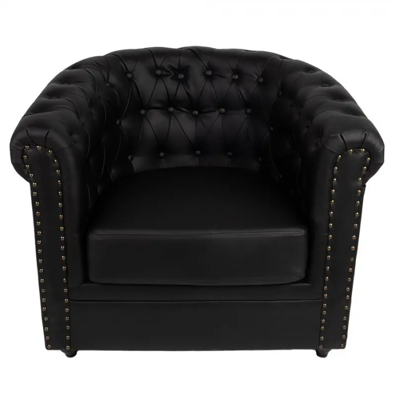 Černé koženkové křeslo ve stylu Chesterfield – 80x75x72 cm