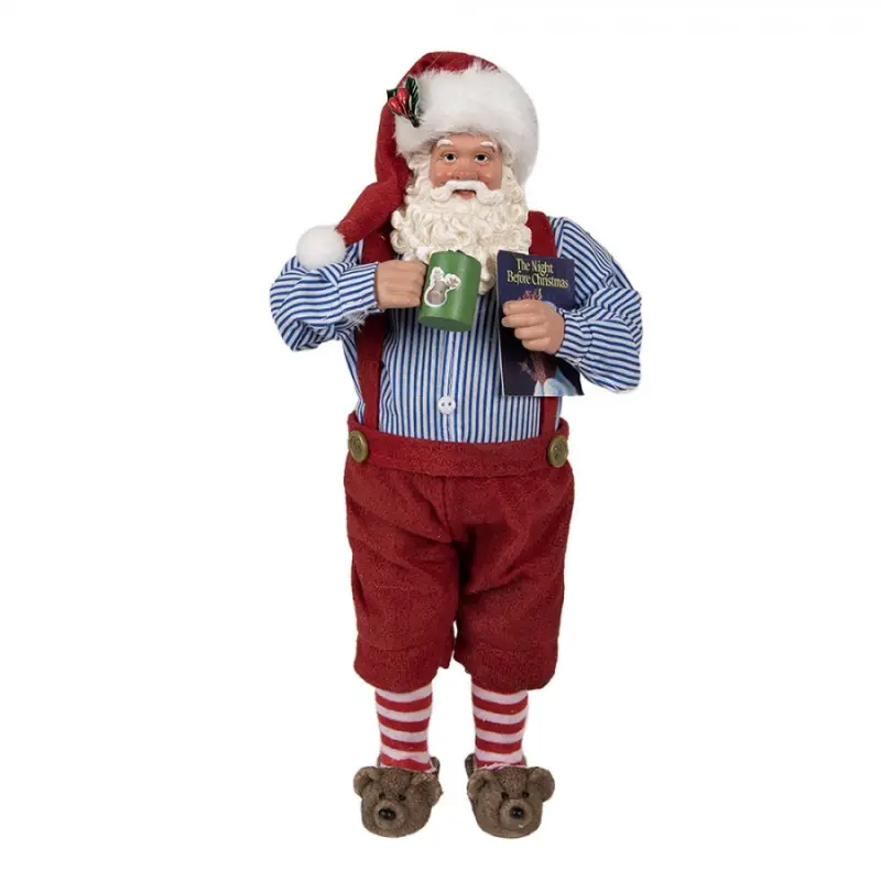 Vánoční dekorace taťka Santa Claus v papučích - 16*8*28 cm Clayre & Eef