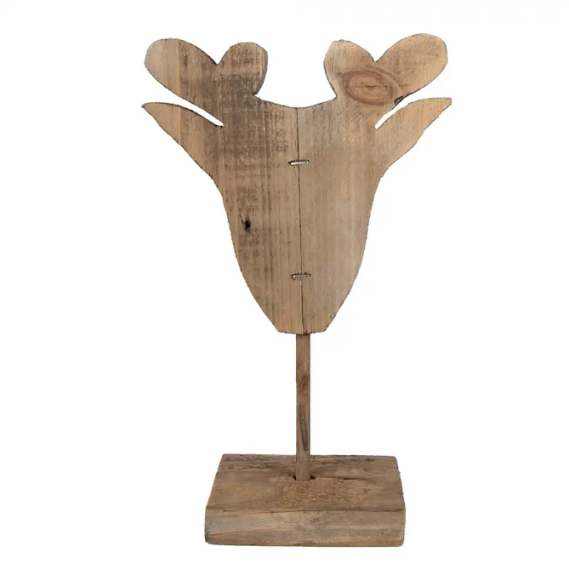 Dřevěná dekorace soba na podstavci v rustikálním stylu – 16x8x25 cm