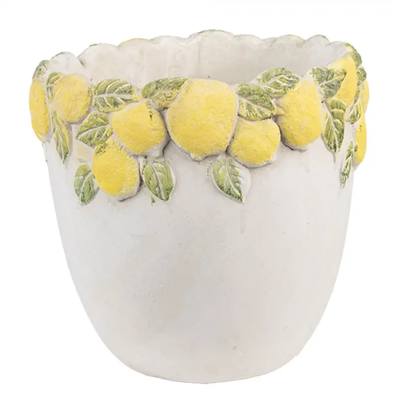 Cementový květináč s plastickými citrony Terazzo III M – 20x19 cm