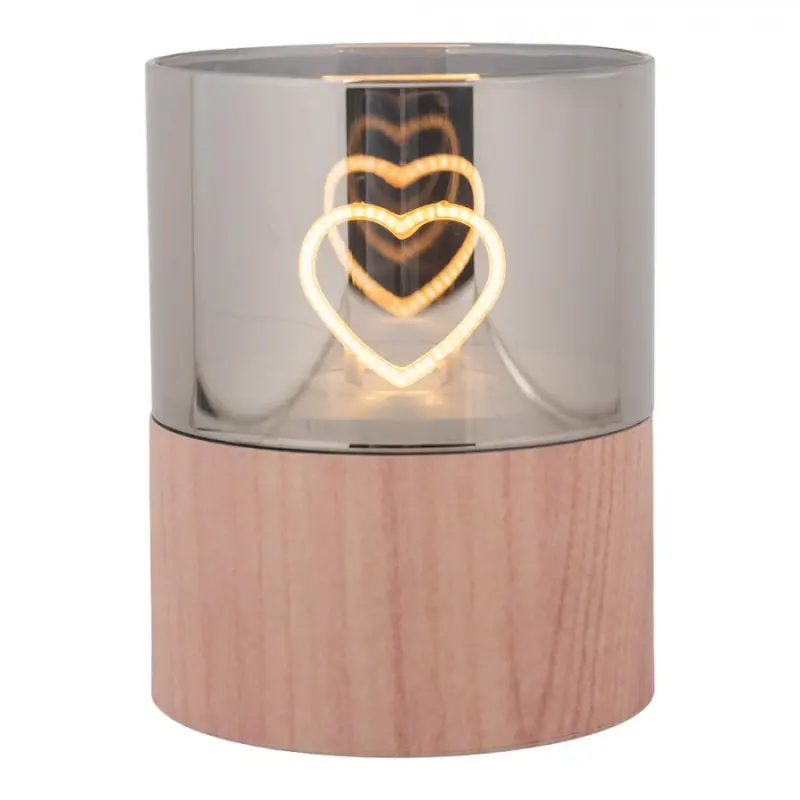 Hnědá svíčka se srdíčkem Heart Led Candle - Ø 8*10 cm / 3*AAA Clayre & Eef