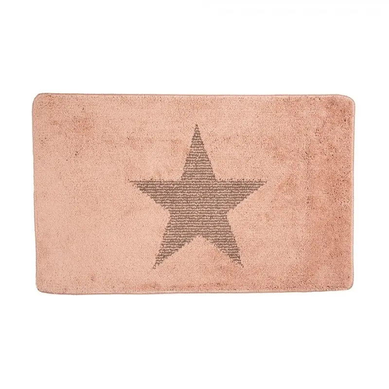 Starorůžová koupelnová předložka s hvězdou L – 78x48x1 cm