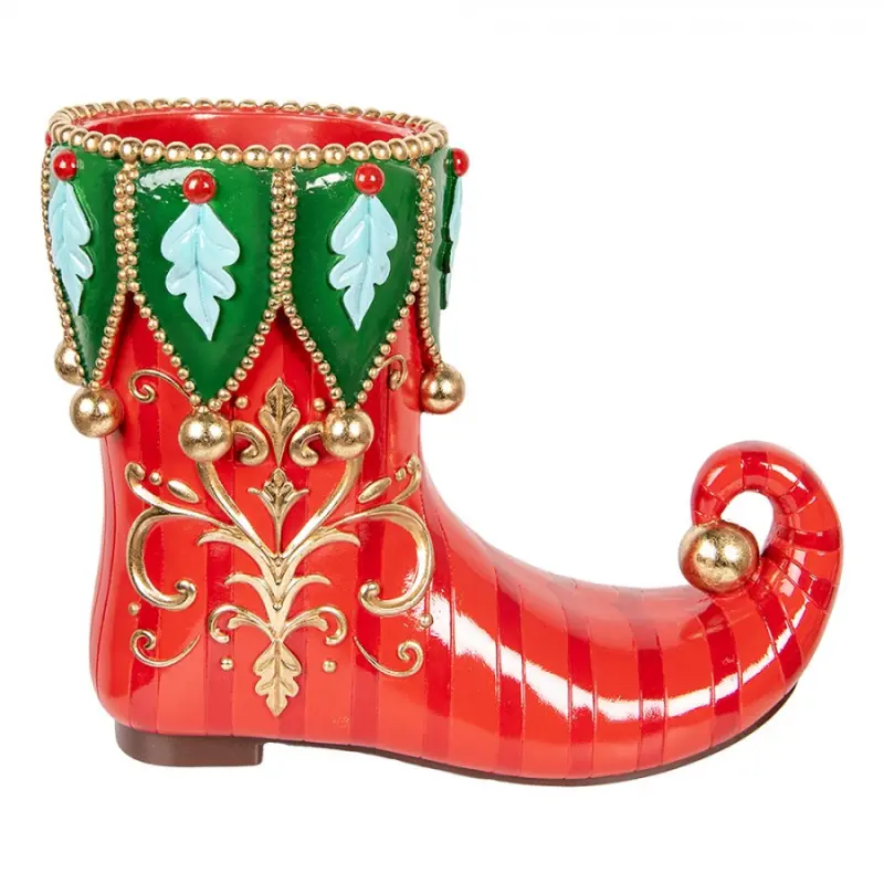 Červená plastová vánoční dekorace boty – 55x28x44 cm
