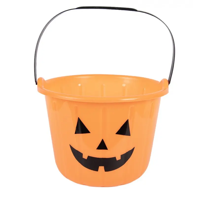 Oranžový plastový halloweenský kbelík – 19x14 cm