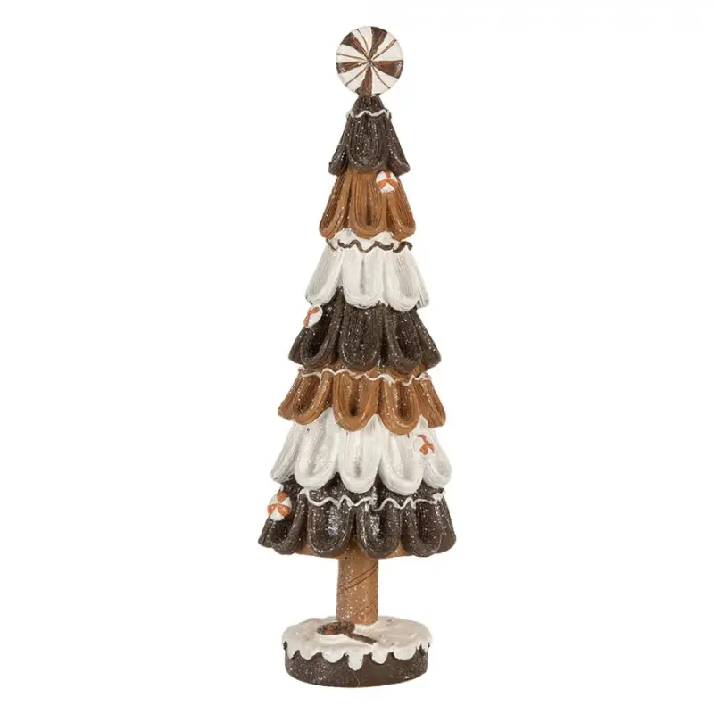 Hnědá plastová vánoční dekorace stromeček – 12x39 cm