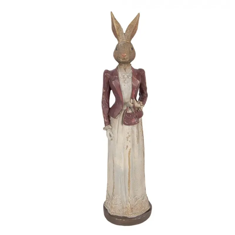Hnědá plastová dekorativní figurka králík – 9x9x35 cm