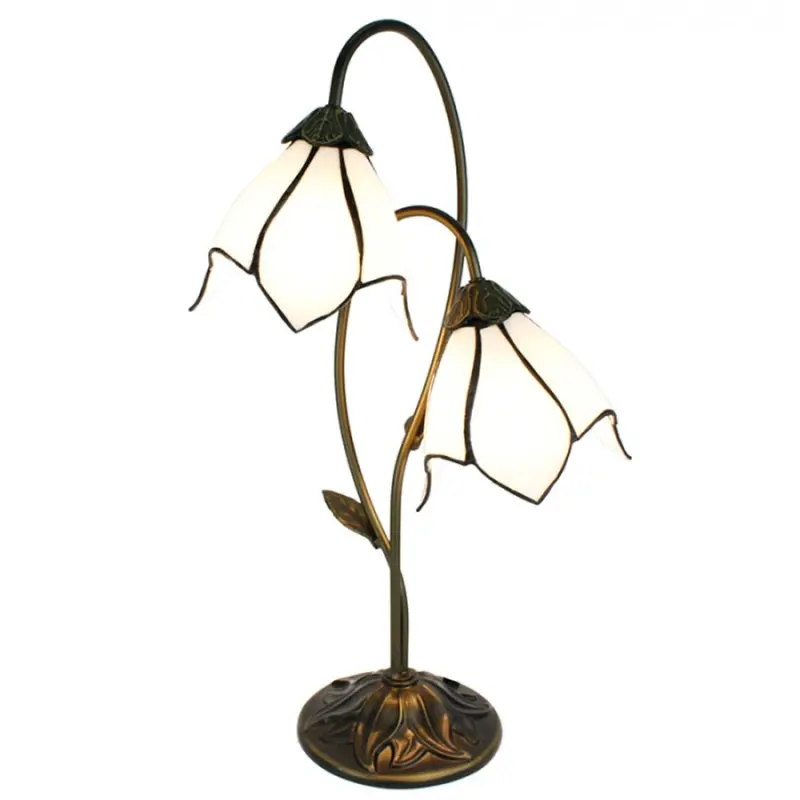 Bílá stolní lampa Tiffany Folwia White – 35x18x61 cm