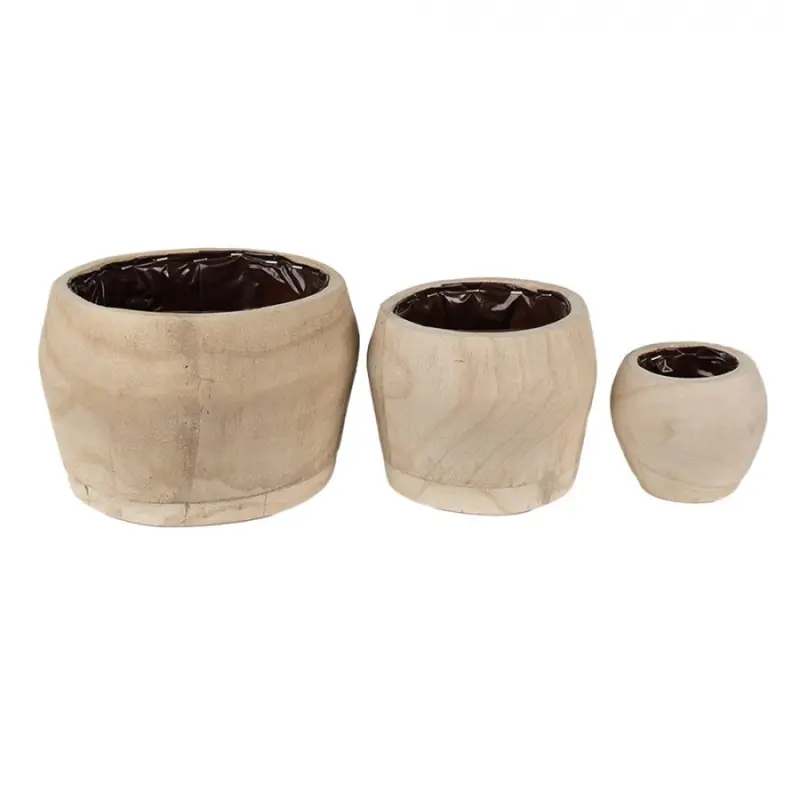 Květináč (sada 3 ks) Hnědý 24x15 / 18x13 / 12x10 cm – 24x15 / 18x13 / 12x10 cm