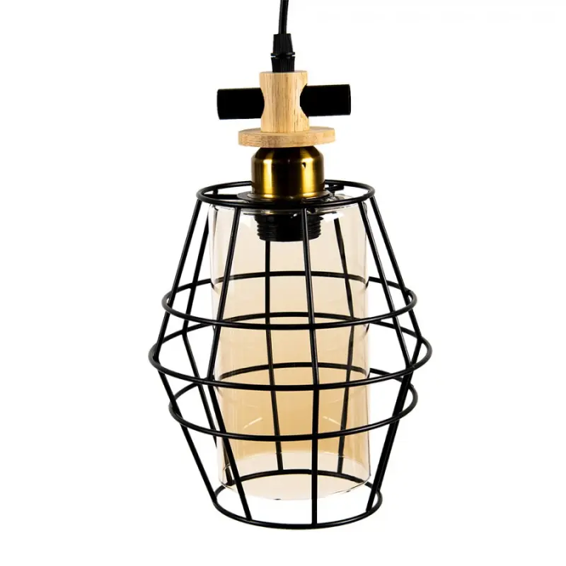 6LMP755 Závěsná lampa Černá 22*18 cm E27/max 1*40W – 18x18x31 cm